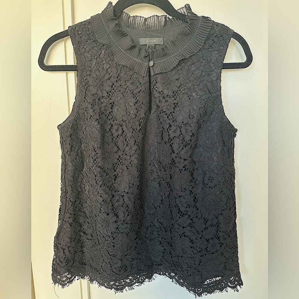 J Crew black lace shell